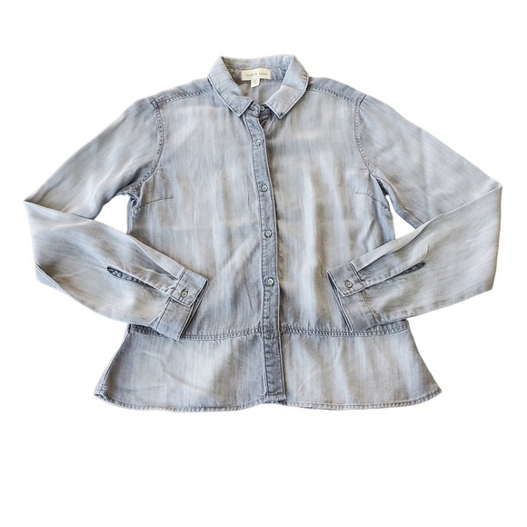Cloth and Stone Chambray Peplum Button Down Shirt Size XS - Picture 3 of 6